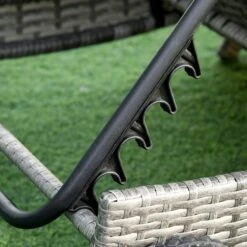 Outsunny Chaise Lounge Pool Chair, Outdoor PE Rattan Cushioned Patio Sun Lounger W/ 5-Level Adjustable Backrest & Wheels For Easy Movement, Wicker, Gray -Outsunny 2oea3517e6ca113d5