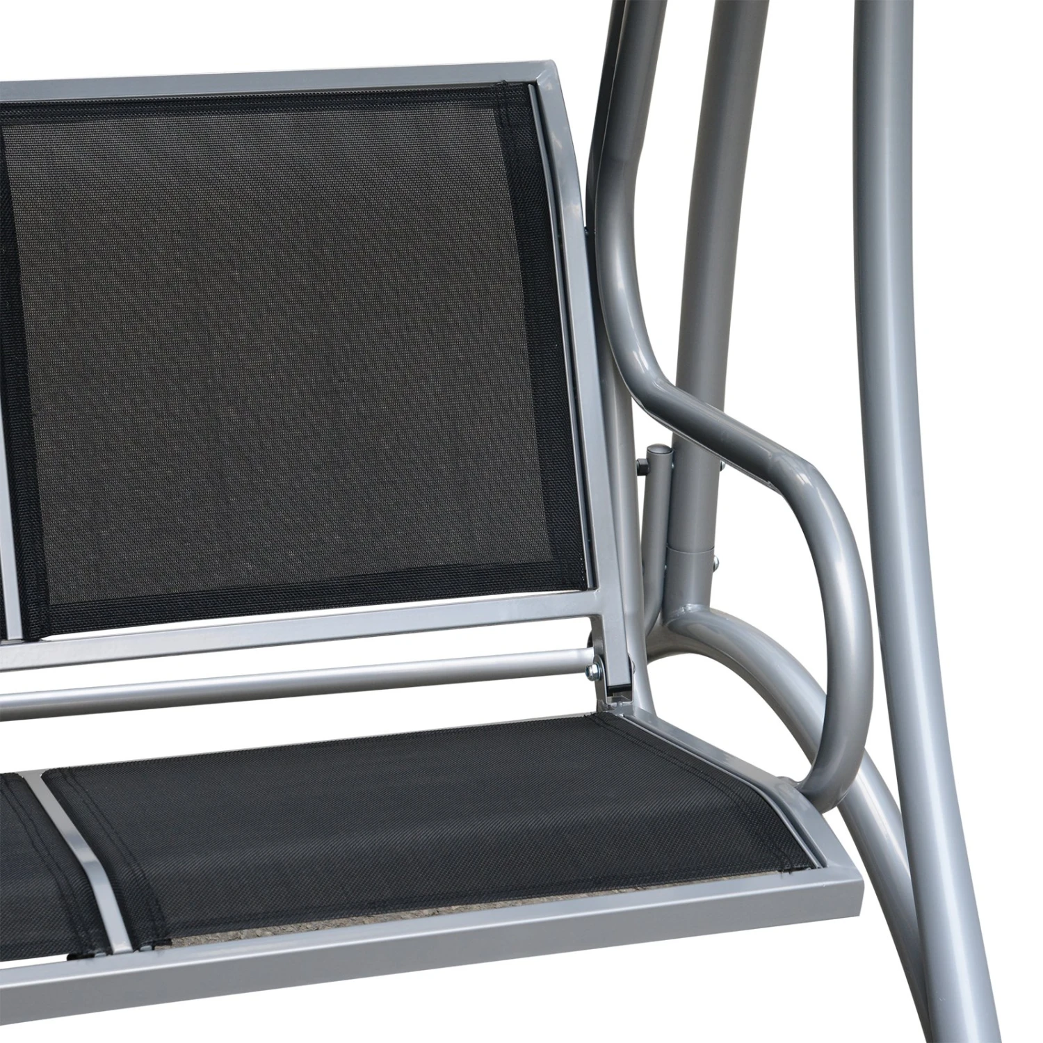 Outsunny 3-Seat Patio Swing Chair, Outdoor Canopy Swing With Stand, Adjustable Shade, Steel Frame For Adults, Garden, Poolside, Black 9 Outsunny 3-Seat Patio Swing Chair, Outdoor Canopy Swing With Stand, Adjustable Shade, Steel Frame For Adults, Garden, Poolside, Black - Image 9