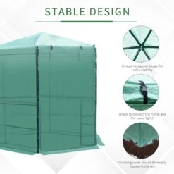 Outsunny 6.4'x7.4' Greenhouse Kit 3-Tier 10 Shelf Outdoor Portable Walk-In Hexagonal With Zippered Doors & PE Covering -Outsunny 2uH1d017e670ce17e