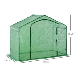 Outsunny 71'' X 39'' X 66'' Walk In Greenhouse Portable Hot House For Plants With Zippered Door And Top Window For Outdoor, Garden, Patio, PE Cover, Green -Outsunny 2xAc1717f972a6964