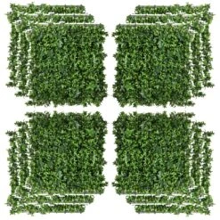 Outsunny 12 PCS 20" X 20" Artificial Boxwood Wall Panel Sweet Potato Leaf Privacy Fence