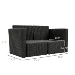 Outsunny 2 Piece Patio Wicker Corner Sofa Set, Outdoor PE Rattan Furniture, With Curved Armrests And Padded Cushions For Balcony, Garden, Or Lawn, Lawn, Beige -Outsunny 38Ac1717f2768ed40