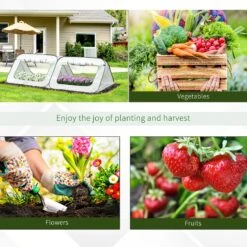 Outsunny Pop Up Greenhouse Mini Warm House Sunshine Room With Roll Up Doors And Portable Zipper Bag For Plants Outdoor, 95" X 47" X 30" -Outsunny 3ESc7717e6a0de838