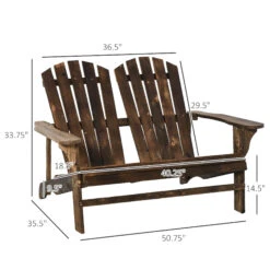 Outsunny Outdoor Adirondack Chair Wooden Loveseat Armchair For Garden Deck Patio, Brown -Outsunny 3G8c1718746780618