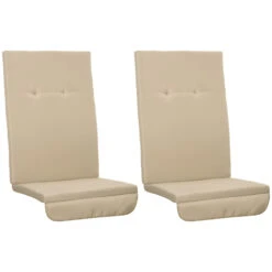Outsunny Outdoor Porch Swing Cushions With Seat & Tufted Back, Backrest Ties, Set Of 2 Replacement Cushions For Patio Furniture, Beige