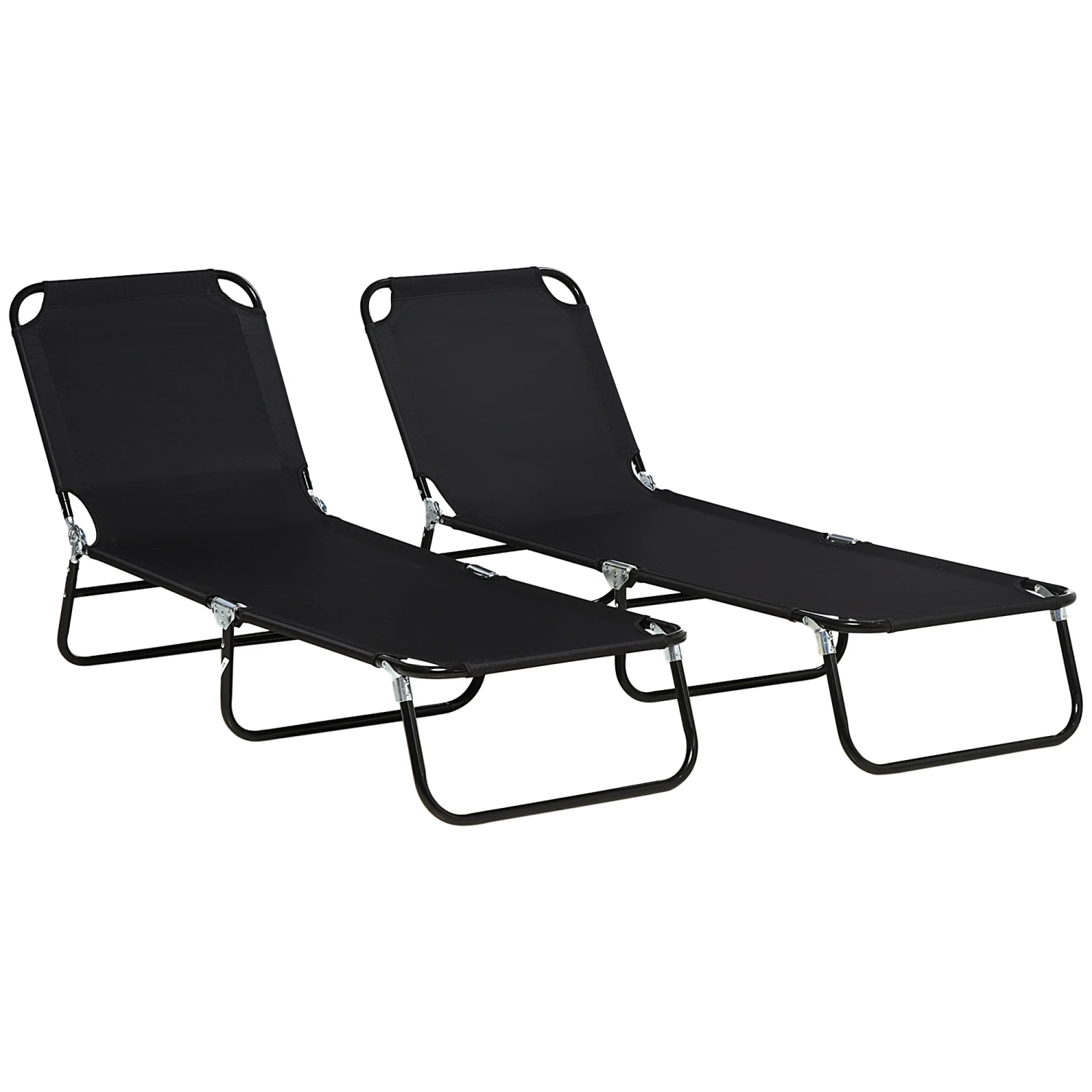 Outsunny Folding Chaise Lounge Pool Chairs, Outdoor Sun Tanning Chairs With Pillow, Reclining Back, Steel Frame & Breathable Mesh For Beach, Yard, Patio, Black 1 Outsunny Folding Chaise Lounge Pool Chairs, Outdoor Sun Tanning Chairs With Pillow, Reclining Back, Steel Frame & Breathable Mesh For Beach, Yard, Patio, Black