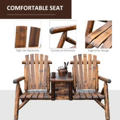 Outsunny Wooden Double Adirondack Chair Loveseat With Inset Ice Bucket, Rustic Aesethic, & Weather-Resistant Materials 17 Outsunny Wooden Double Adirondack Chair Loveseat With Inset Ice Bucket, Rustic Aesethic, & Weather-Resistant Materials -Outsunny 3I875617f912c5f69