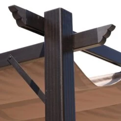 Outsunny 10' X 13' Outdoor Retractable Pergola Canopy, Aluminum Patio Pergola, Backyard Shade Shelter For Porch Party, Garden, Grill Gazebo, Brown -Outsunny 3LNe5317e670cd85a