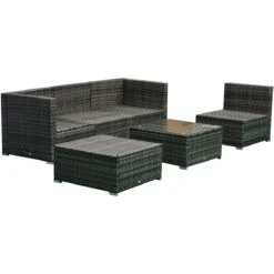 Outsunny 6 Pieces Patio Furniture Sets Outdoor Wicker Conversation Sets All Weather PE Rattan Sectional Sofa Set With Ottoman, Cushions & Tempered Glass Desktop, Charcoal -Outsunny 3LZafd17e72479c6f