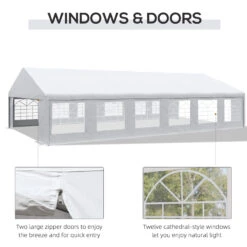 Outsunny 23' X 39' Party Tent & Carport, Large Outdoor Canopy Tent With Removable Sidewalls, 2 Doors And Windows, White Tents For Parties, Wedding, Events, BBQ Grill -Outsunny 3Qh88c185873d59c4