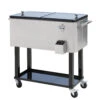 Outsunny 80 QT Rolling Cooling Bins Ice Chest On Wheels Outdoor Stand Up Drink Cooler Cart For Party, Stainless Steel