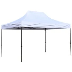 Outsunny 9.7' X 14.5' Folding Gazebo Steel Canopy Party Tent With Pulling Bag - White