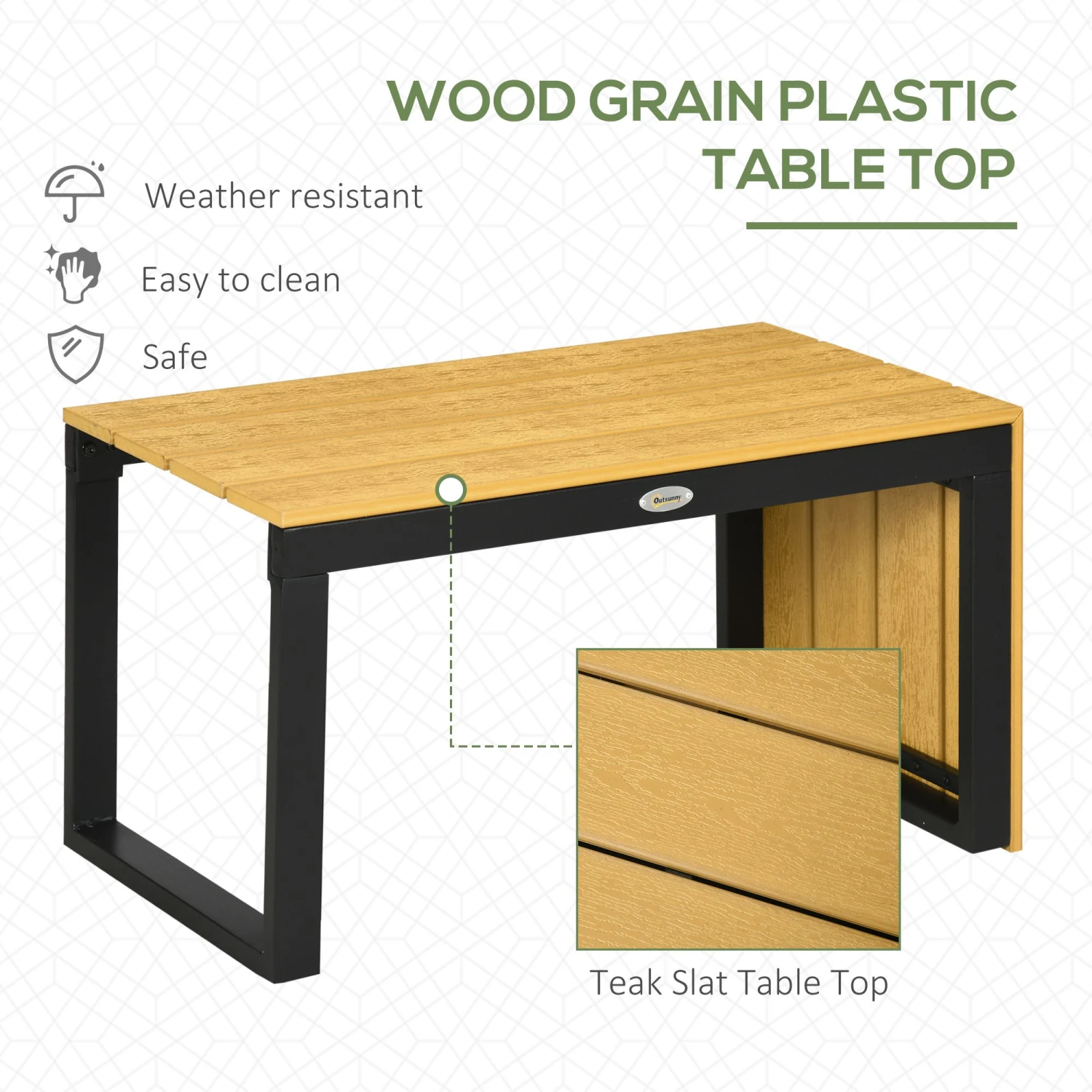 Outsunny 3 Piece Patio Furniture Set With Cushions, Aluminum Frame Outdoor Conversation Sofa Set W/ Two Loveseats And Wood Grain Plastic Top Coffee Table/Side Table, Dark Gray 5 Outsunny 3 Piece Patio Furniture Set With Cushions, Aluminum Frame Outdoor Conversation Sofa Set W/ Two Loveseats And Wood Grain Plastic Top Coffee Table/Side Table, Dark Gray - Image 5