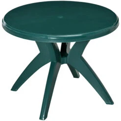 Outsunny 36.25" Dia Round Plastic Patio Table With Umbrella Hole, Outdoor Bistro Dining Table, For Bar, Garden, Backyard, Poolside, Yard, Green