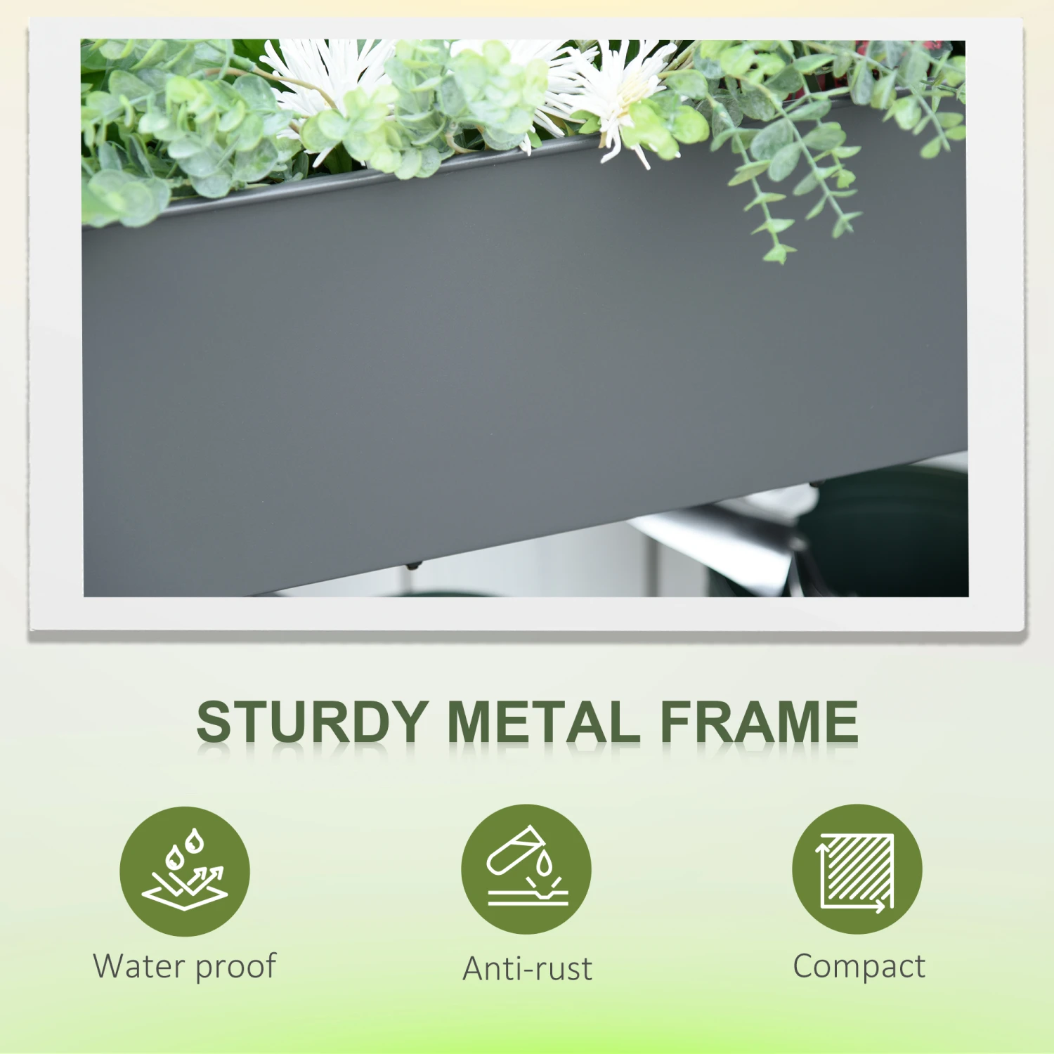 Outsunny 41" X 15" X 32" Raised Garden Bed Elevated With Wheels, Metal Elevated Planter Box With Bottom Shelf For Storing Tools & Water Drainage Hole, Grey 6 Outsunny 41" X 15" X 32" Raised Garden Bed Elevated With Wheels, Metal Elevated Planter Box With Bottom Shelf For Storing Tools & Water Drainage Hole, Grey - Image 6