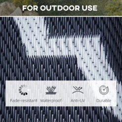 Outsunny Reversible Outdoor Rug Carpet, 9' X 12' Waterproof Plastic Straw Rug, Portable RV Camping Rugs, Large Floor Mat Area Rug For Backyard, Deck, Picnic, Beach, Trailer, Camper, Blue & White -Outsunny 41G88c17f2768bc6d