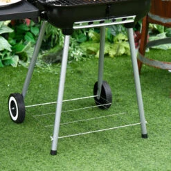 Outsunny 22" Charcoal Barbecue Grill With Portable Wheel, Side Tray And Lower Shelf For Outdoor BBQ For Garden, Backyard, Poolside -Outsunny 43M3d618243e7aef4