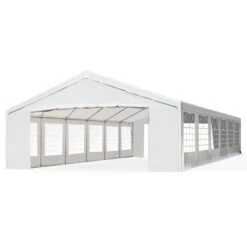 Outsunny 20' X 40' Large Party Tent & Carport With Removable Sidewalls And Double Doors, Heavy Duty Canopy Tent Sun Shade Shelter, For Parties, Wedding, Outdoor Events, BBQ, White