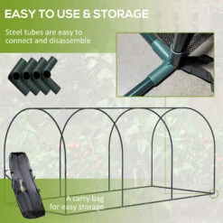 Outsunny 9' X 4' Crop Cage, Plant Protection Tent With Three Zippered Doors, Storage Bag And 6 Ground Stakes, For Garden, Yard, Lawn, Green -Outsunny 49w88c188c3b87a9c