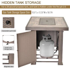 Outsunny 42" Propane Fire Pit Table, 50,000 BTU Wicker-effect Auto-Ignition Gas Fireplace Fire Pits With Ceramic Tabletop, Steel Base, Lid, Lava Rocks And Cover, CSA Certification, Grey -Outsunny 4C450217e67c3f23b