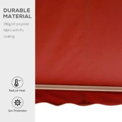 Outsunny 8' X 7' Manual Retractable UV Protentant Sun Shade Patio Awning - Red -Outsunny 4Ef88c18316edfcff