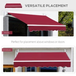 Outsunny 8' X 7' Patio Retractable Awning/Manual Exterior Sun Shade Deck Window Cover, Wine Red -Outsunny 4GTb10181a40acf85