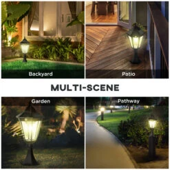 Outsunny 22" Outdoor Solar Lamp Post Light, All Weather Protection For Backyard, Black -Outsunny 4Gzb1017fae7c82cf