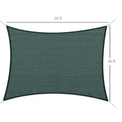 Outsunny 16' X 20' Sun Shade Sail Canopy, Rectangle UV Block Awning For Patio Garden Backyard Outdoor, Green -Outsunny 4HZc1718171d09469