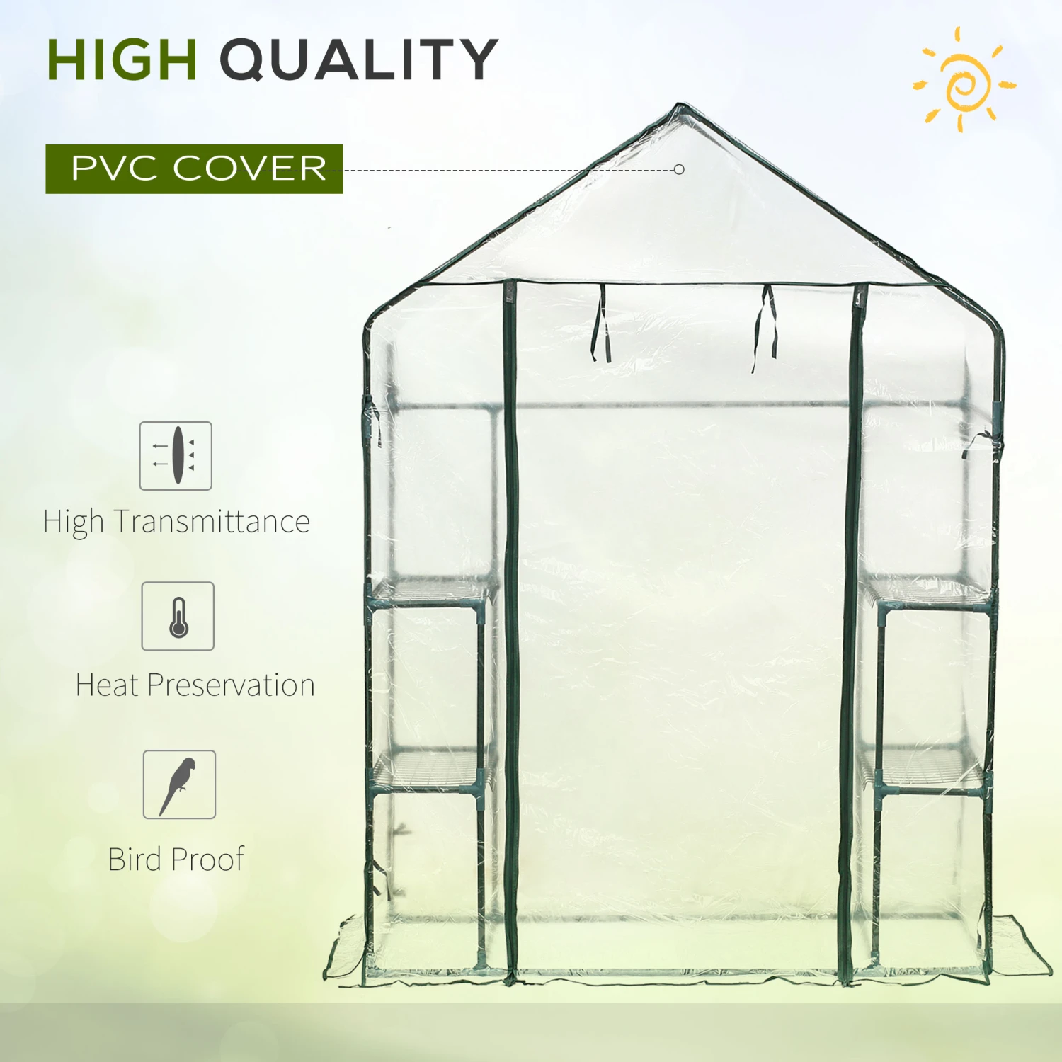 Outsunny 4.5' X 2.5' X 6.5' Outdoor Portable Walk-In Greenhouse With Shelves 4 Outsunny 4.5' X 2.5' X 6.5' Outdoor Portable Walk-In Greenhouse With Shelves - Image 4
