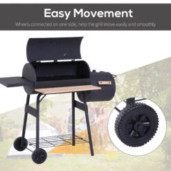 Outsunny 48" Charcoal BBQ Grill And Smoker Combo With Wheels Steel Portable Backyard BBQ Grill -Outsunny 4L488c17fce8dfe91