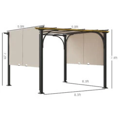 Outsunny 10' X 10' Patio Pergola With Retractable Canopy And Weather-Resistant Steel Frame, Backyard Sun Shade Canopy Cover Shelter For Porch Party, Garden, Grill Gazebo, Beige -Outsunny 4XUc17188fc5e58ec
