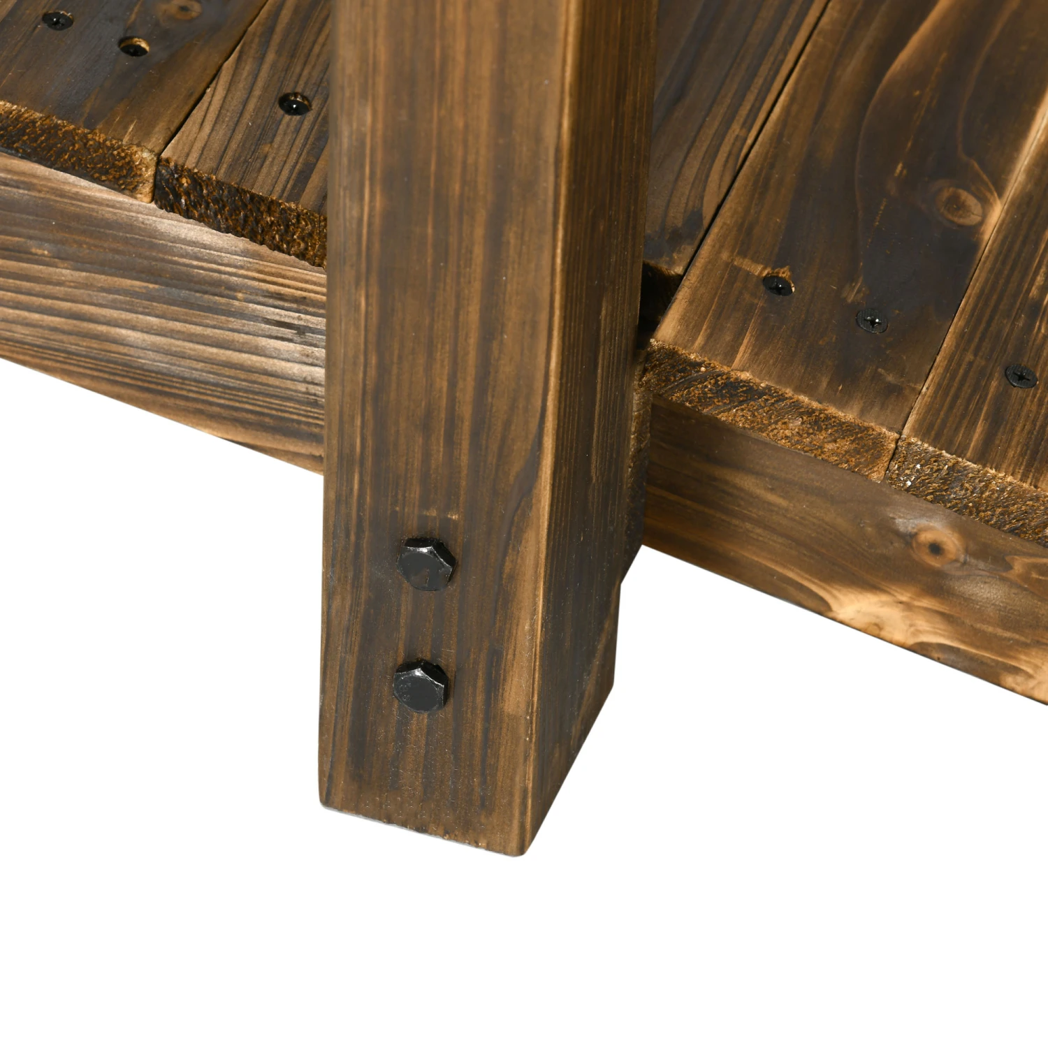 Outsunny 7.5' Wooden Garden Bridge With Planters, Stained Finish Arc Footbridge With Safety Railings For Backyard, Pond Stream, Stained Wood 8 Outsunny 7.5' Wooden Garden Bridge With Planters, Stained Finish Arc Footbridge With Safety Railings For Backyard, Pond Stream, Stained Wood - Image 8