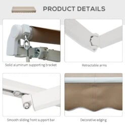 Outsunny 8' X 7' Patio Retractable Awning, Manual Exterior Sun Shade Deck Window Cover, Brown -Outsunny 4d92c717e6c57d270