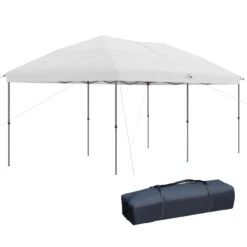 Outsunny 10' X 19' Pop Up Canopy With Easy Up Steel Frame, 3-Level Adjustable Height And Carrying Bag, Sun Shade Event Party Tent For Patio, Backyard, Garden, Off-White