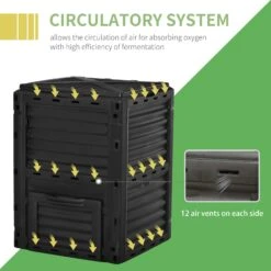 Outsunny Garden Compost Bin 80 Gallon Outdoor Large Capacity Composter Fast Create Fertile Soil Aerating Box, Easy Assembly, Black 15 Outsunny Garden Compost Bin 80 Gallon Outdoor Large Capacity Composter Fast Create Fertile Soil Aerating Box, Easy Assembly, Black -Outsunny 4sJ75618171e7f77f