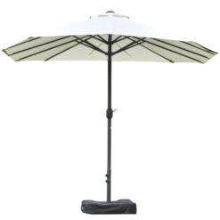 Outsunny Patio Umbrella 15' Steel Rectangular Outdoor Double Sided Market With Base, UV Sun Protection & Easy Crank For Deck Pool Patio, Beige -Outsunny 4tidb017e6a697376