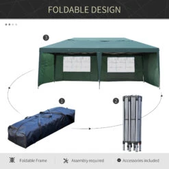 Outsunny 10' X 20' Outdoor Gazebo Canopy Party Wedding Party Tent With 4 Removable Sidewalls - Green -Outsunny 50i88c18447f5f95c