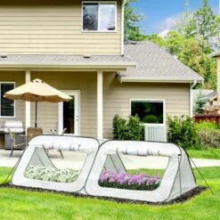 Outsunny Pop Up Greenhouse Mini Warm House Sunshine Room With Roll Up Doors And Portable Zipper Bag For Plants Outdoor, 95" X 47" X 30" -Outsunny 58Mc6b17e6a0de838