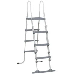 Outsunny 70" Above Ground Swimming Pool Ladder, A-Frame Deck Ladder With Top Platform, Non-slip Steps & Rounded Handrails For 48" Pool Wall Height, Gray