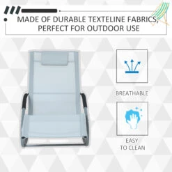 Outsunny Zero Gravity Rocking Chair Outdoor Chaise Lounge Chair Recliner Rocker With Detachable Pillow & Durable Weather-Fighting Fabric For Patio, Deck, Pool, Grey -Outsunny 5BG75617e68fb494d