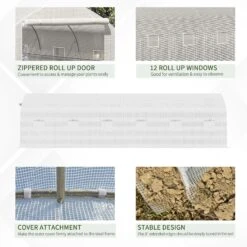 Outsunny 26' X 10' X 7' Walk-In Greenhouse Tunnel, Large Gardening Plant Hot House With Zipper Doors For Backyard, White -Outsunny 5LJ88c17f2768bf5d