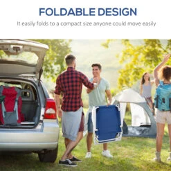 Outsunny Folding Chaise Lounge, Outdoor Sun Tanning Chair, 4-Position Reclining Back, Armrests, Iron Frame & Mesh Fabric For Beach, Yard, Patio, Blue -Outsunny 5MSb10188d32b6e06