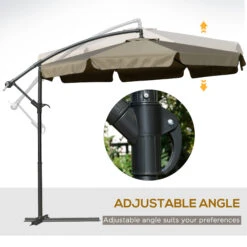 Outsunny 9' Offset Hanging Patio Umbrella, Cantilever Umbrella With Easy Tilt Adjustment, Cross Base And 8 Ribs For Backyard, Poolside, Lawn And Garden, Coffee -Outsunny 5RB88c180fa5781fc