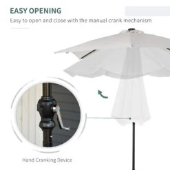 Outsunny 9' X 7' Patio Umbrella Outdoor Table Market Umbrella With Crank, Solar LED Lights, 45° Tilt, Push-Button Operation, For Deck, Backyard, Pool And Lawn, White -Outsunny 5TI88c1815340c682
