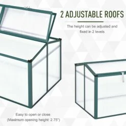Outsunny 51" Aluminum Vented Cold Frame Mini Greenhouse Kit - Silver/Green/Transparent -Outsunny 5a2a0917fe7fb0d13