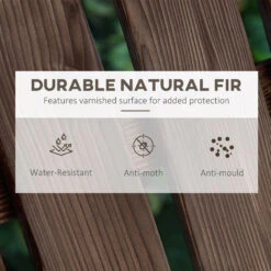 Outsunny Outdoor Adirondack Chair Wooden Loveseat Armchair For Garden Deck Patio, Brown -Outsunny 5cO75618746780618