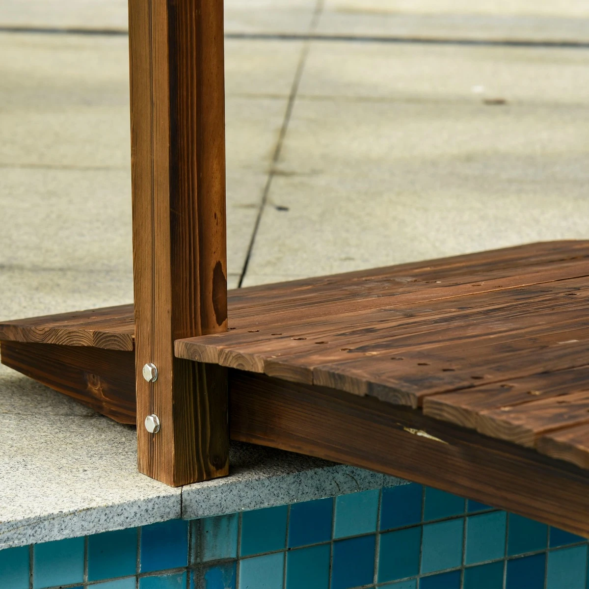 Outsunny 7.5' Fir Wood Garden Bridge Arc Walkway With Side Railings, Perfect For Backyards, Gardens, & Streams, Stained 14 Outsunny 7.5' Fir Wood Garden Bridge Arc Walkway With Side Railings, Perfect For Backyards, Gardens, & Streams, Stained - Image 14