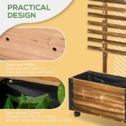Outsunny Wooden Raised Garden Bed, Planter With Trellis And Metal Corners, Portable On Wheels, For Patio, Backyard, Deck 15 Outsunny Wooden Raised Garden Bed, Planter With Trellis And Metal Corners, Portable On Wheels, For Patio, Backyard, Deck -Outsunny 5f7756185154cbe4c