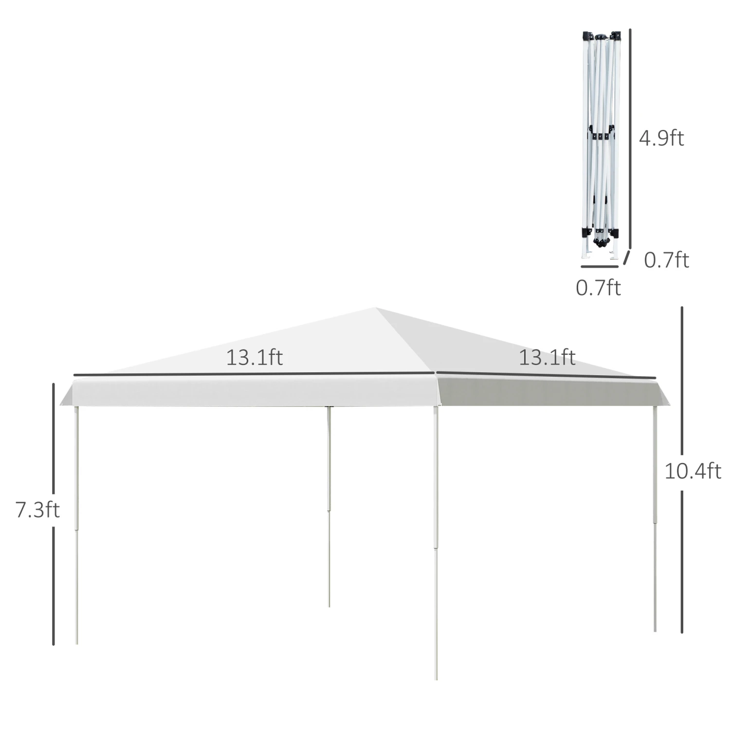 Outsunny 13' X 13' Pop Up Canopy Tent, Instant Sun Shelter, Tents For Parties, Height Adjustable, With Wheeled Carry Bag For Outdoor, Garden, Patio, Parties, White 3 Outsunny 13' X 13' Pop Up Canopy Tent, Instant Sun Shelter, Tents For Parties, Height Adjustable, With Wheeled Carry Bag For Outdoor, Garden, Patio, Parties, White - Image 3