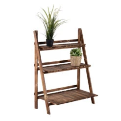 Outsunny 32'' Foldable Plant Stand, 3-Tier Wooden Flower Stand, Ladder Display Shelf With Slatted Bottom, For Garden Indoor Outdoor 13 Outsunny 32'' Foldable Plant Stand, 3-Tier Wooden Flower Stand, Ladder Display Shelf With Slatted Bottom, For Garden Indoor Outdoor -Outsunny 5iE32f17e678d0984
